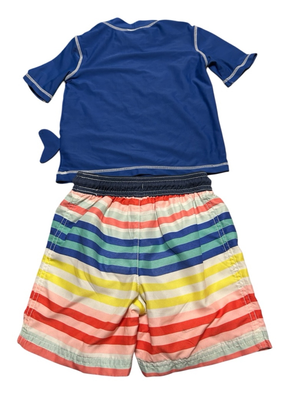 Carter's Navy Blue Rash Guard & Multicolor Striped Swim Shorts Set - Picture 2 of 6